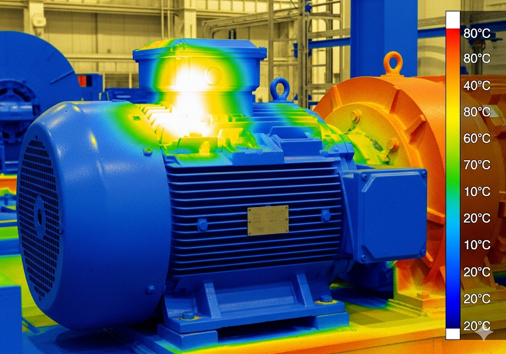Imagen termográfica mostrando punto caliente por corrosión